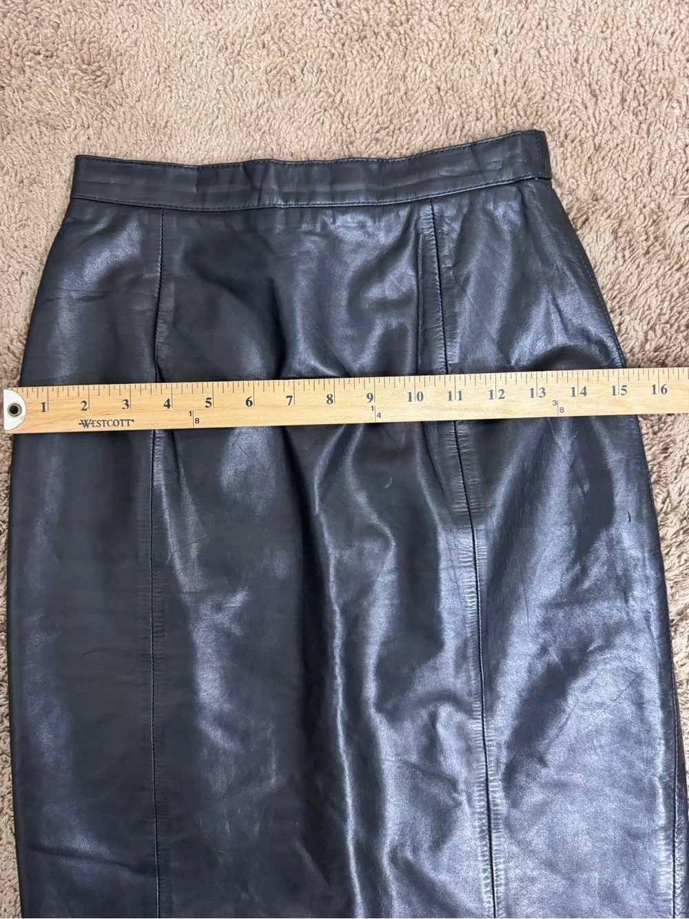 Vtg Wilsons Leather Maxima Black 100% Leather Pencil Skirt High Waist 90s size 4